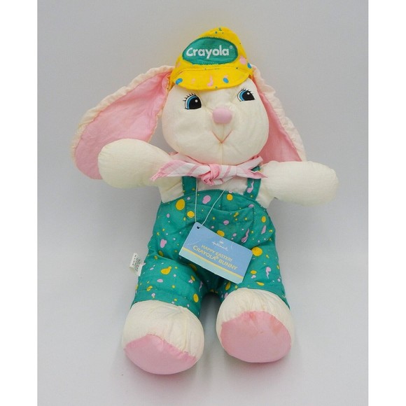 Hallmark Crayola Plush Easter Bunny Rabbit Parachute Toy Stuffed Animal 1993 - Picture 1 of 11